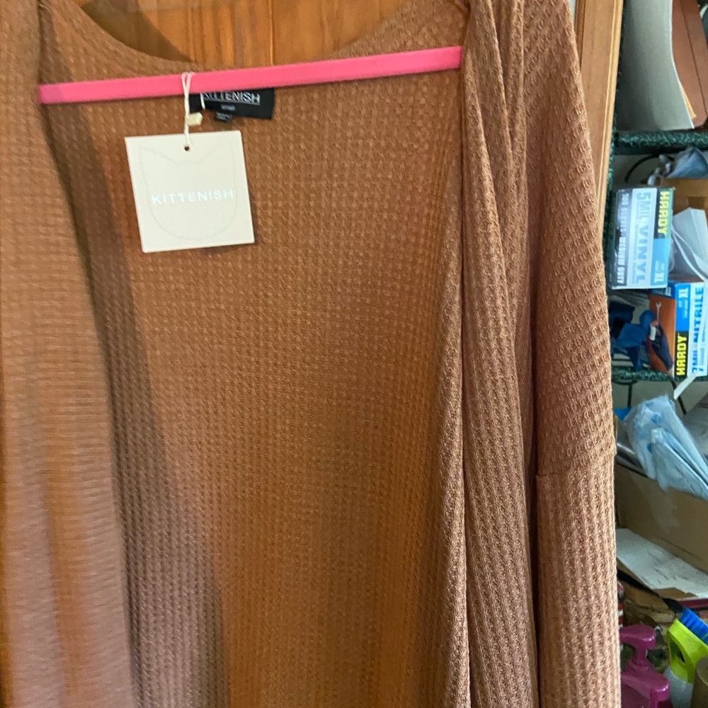 Kittenish waffle knit sweater cardigan